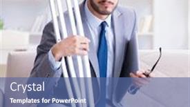  Presentation with broken leg - Slides enhanced with businessman-with-crutches-and-broken background and a ocean colored foreground