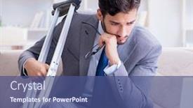  Presentation with broken leg - Cool new presentation theme with businessman-with-crutches-and-broken backdrop and a ocean colored foreground