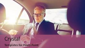  Presentation with transport transportation tourism road trip - Slide set consisting of businessman with documents and pen background and a violet colored foreground