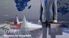  Presentation with boats - PPT theme featuring businessman-with-dollar-paper-boats background and a gray colored foreground