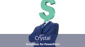  Presentation with dollar sign - Beautiful theme featuring businessman-with-dollar-sign-instead backdrop and a ocean colored foreground