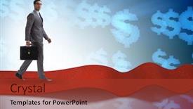  Presentation with red carpet ceremony - Beautiful slide deck featuring businessman-with-dollars-on-red backdrop and a red colored foreground