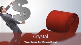  Presentation with red carpet - Cool new slides with businessman-with-dollars-on-red backdrop and a tawny brown colored foreground