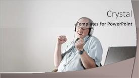  Presentation with relaxing - Presentation design having businessman-with-earphones-relaxing background and a light gray colored foreground