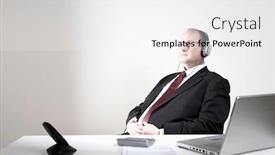  Presentation with relaxing - Presentation theme enhanced with businessman-with-earphones-relaxing background and a white colored foreground