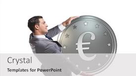  Presentation with euro - PPT theme enhanced with businessman-with-euro-coin-isolated background and a light gray colored foreground