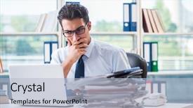  Presentation with working of lung - Audience pleasing slide deck consisting of businessman with excessive work paperwork backdrop and a  colored foreground