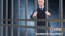  Presentation with dark grey - Presentation theme having businessman with eyes closed and open arms against dark grey room background and a ocean colored foreground