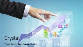  Presentation with investment - Beautiful PPT theme featuring businessman with financial symbols coming backdrop and a  colored foreground