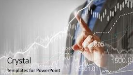  Presentation with financial management - Slide set having businessman with financial symbols coming background and a light gray colored foreground