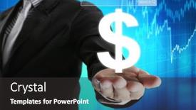  Presentation with fintech financial algorithme - Audience pleasing PPT layouts consisting of businessman with financial symbols coming from han backdrop and a dark gray colored foreground