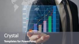  Presentation with benefit - Presentation design featuring businessman with financial symbols coming background and a gray colored foreground