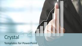  Presentation with blue financial - Cool new PPT theme with businessman with financial symbols coming backdrop and a  colored foreground