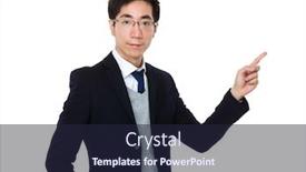  Presentation with finger point - Cool new slide set with businessman with finger point up backdrop and a wine colored foreground