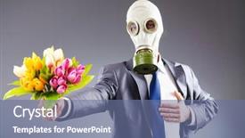  Presentation with gas - Slide set consisting of chemical warfare - businessman with gas mask background and a seafoam green colored foreground