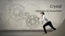  Presentation with gears - Presentation theme having businessman with gears background and a light gray colored foreground