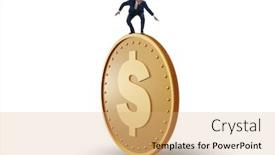  Presentation with golden dollar sign - Slide set enhanced with businessman-with-giant-golden-dollar background and a coral colored foreground