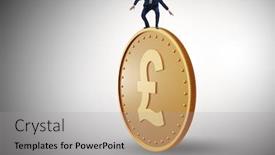  Presentation with golden - Beautiful PPT theme featuring businessman-with-giant-golden-pound backdrop and a light gray colored foreground