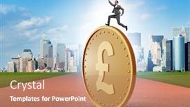  Presentation with golden ratio - Presentation theme featuring businessman-with-giant-golden-pound background and a coral colored foreground