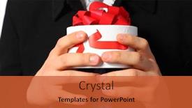  Presentation with an open gift box - Presentation theme with businessman-with-gift-box background and a red colored foreground