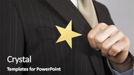  Presentation with gold star - Beautiful presentation theme featuring businessman with gold star backdrop and a dark gray colored foreground