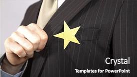  Presentation with gold star - Slide deck featuring businessman with gold star background and a dark gray colored foreground