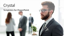  Presentation with green - Theme enhanced with businessman with green young escape background and a white colored foreground