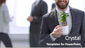  Presentation with green - Cool new presentation with businessman with green young escape backdrop and a dark gray colored foreground