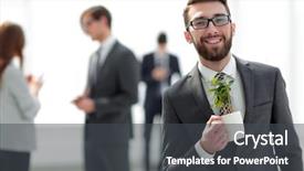  Presentation with green - PPT layouts featuring businessman with green young escape background and a dark gray colored foreground