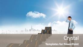  Presentation with bumpy road - Amazing slide deck having businessman with hand on head backdrop and a gray colored foreground