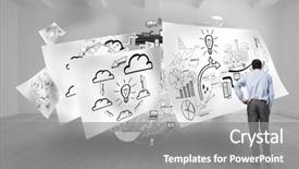  Presentation with hip - Slide set consisting of businessman with hand on hip against balcony and stormy sky background and a gray colored foreground