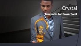  Presentation with light fire - Audience pleasing slide set consisting of hand spread of with light backdrop and a dark gray colored foreground