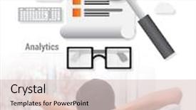  Presentation with analytics - Slide set featuring businessman with hands behind head at desk against business analytics background and a lemonade colored foreground