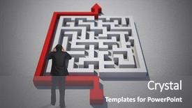  Presentation with red puzzle - Slide set enhanced with businessman with hands on head background and a gray colored foreground