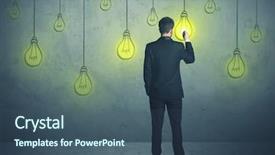  Presentation with lighting - Presentation theme featuring businessman with hanging lighting bulbs background and a ocean colored foreground