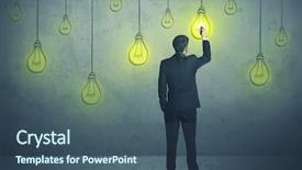  Presentation with lighting - PPT layouts with businessman with hanging lighting bulbs background and a ocean colored foreground