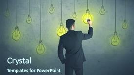  Presentation with lighting - Colorful slide set enhanced with businessman with hanging lighting bulbs backdrop and a ocean colored foreground