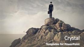  Presentation with top hat - Beautiful slide deck featuring businessman with hat and briefcase backdrop and a gray colored foreground