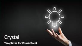  Presentation with light bulb idea invention presenter - PPT layouts with businessman with illuminated idea bulb background and a black colored foreground