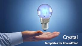  Presentation with light bulb - Cool new theme with businessman with illuminated light bulb backdrop and a ocean colored foreground
