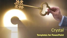  Presentation with puzzle pieces - Theme with businessman-with-key-and-jigsaw background and a tawny brown colored foreground