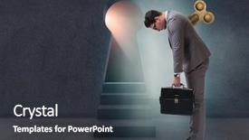  Presentation with consumption concept vending machine - Cool new presentation with businessman with key in hardworking backdrop and a dark gray colored foreground