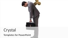  Presentation with key - Audience pleasing PPT theme consisting of businessman with key in hardworking backdrop and a white colored foreground