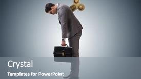  Presentation with key - Colorful PPT layouts enhanced with businessman with key in hardworking backdrop and a gray colored foreground