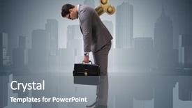  Presentation with key - Presentation theme having businessman with key in hardworking background and a gray colored foreground