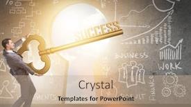  Presentation with business success - Audience pleasing slide set consisting of businessman-with-key-to-success backdrop and a coral colored foreground