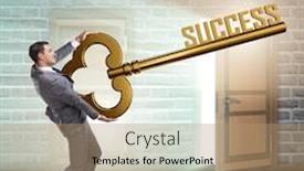  Presentation with business success - Colorful PPT theme enhanced with businessman-with-key-to-success backdrop and a coral colored foreground