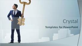  Presentation with career - Presentation theme featuring businessman-with-key-to-success and a lemonade colored foreground