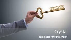  Presentation with success business - PPT layouts featuring businessman with key to success background and a gray colored foreground