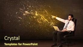  Presentation with explosion - Slide set enhanced with businessman with laptop and energy explosion on background concept background and a wine colored foreground